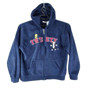 Vintage Blue Looney Tunes Tweety & Sylvester Hoodie Jacket Full Zip Size XL